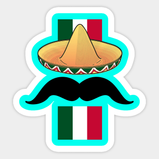 Mexican flag moustache Sticker